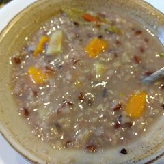 A picture of Sprouted Multigrain and sweet potato congee #healing recipe#.