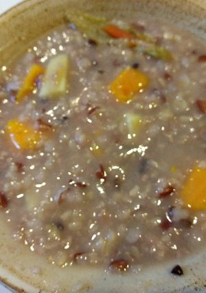 A picture of Sprouted Multigrain and sweet potato congee #healing recipe#.