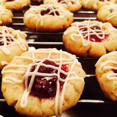 A picture of Raspberry Thumbprint Cookies.