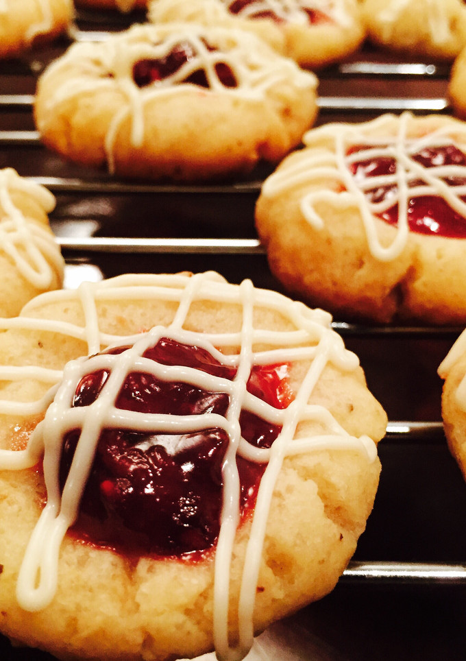 A picture of Raspberry Thumbprint Cookies.