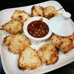 A picture of Panko Chicken with Honey Sriracha Sauce.