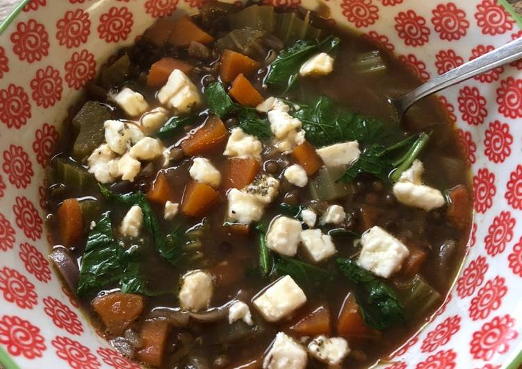 Easy Lentil and spinach soup - vegetarian