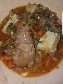 A picture of Chicken Tofu soup.