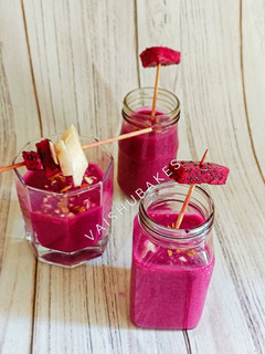A picture of Dragon fruit and Banana Breakfast Pink Smoothie.