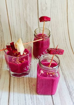 A picture of Dragon fruit and Banana Breakfast Pink Smoothie.