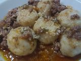 Ñoquis rellenos de jamón y queso