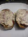 Berenjenas rellenas de verdura y beicon al microondas