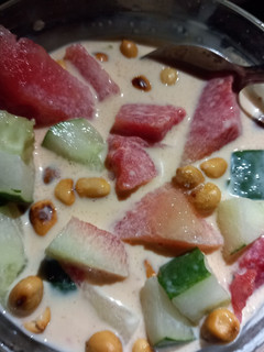 A picture of Creamy watermelon cucumber salad.