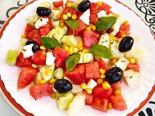 Salade d'été, melon 🍈, pastèque 🍉 et concombre 🥒