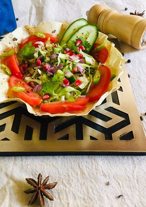 A picture of Masala papad bowl.