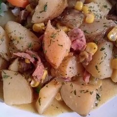 A picture of Slow Cooker Style Ham and Potatoes.