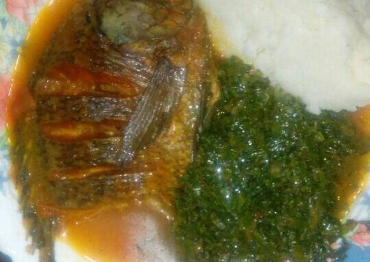 Ugali Fish stew and kales