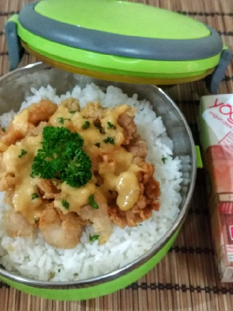 Cara Gampang Membuat Rice Bowl with Chicken Creamy Salted Egg Anti Gagal