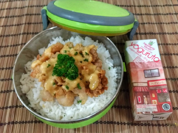 Cara Gampang Membuat Rice Bowl with Chicken Creamy Salted Egg Anti Gagal