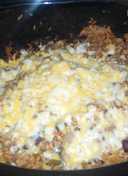 Mexican Casserole with ground beef in slow cooker