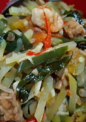 Foto resep Oseng Labu Siam, Tempe dan Udang