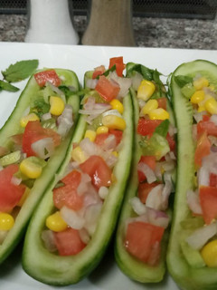 A picture of Cucumber filled selad.