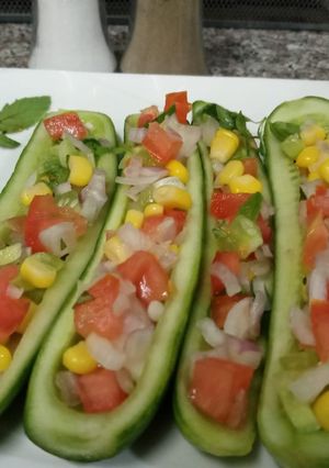 A picture of Cucumber filled selad.