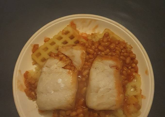 Baked Cod and Potato Waffles