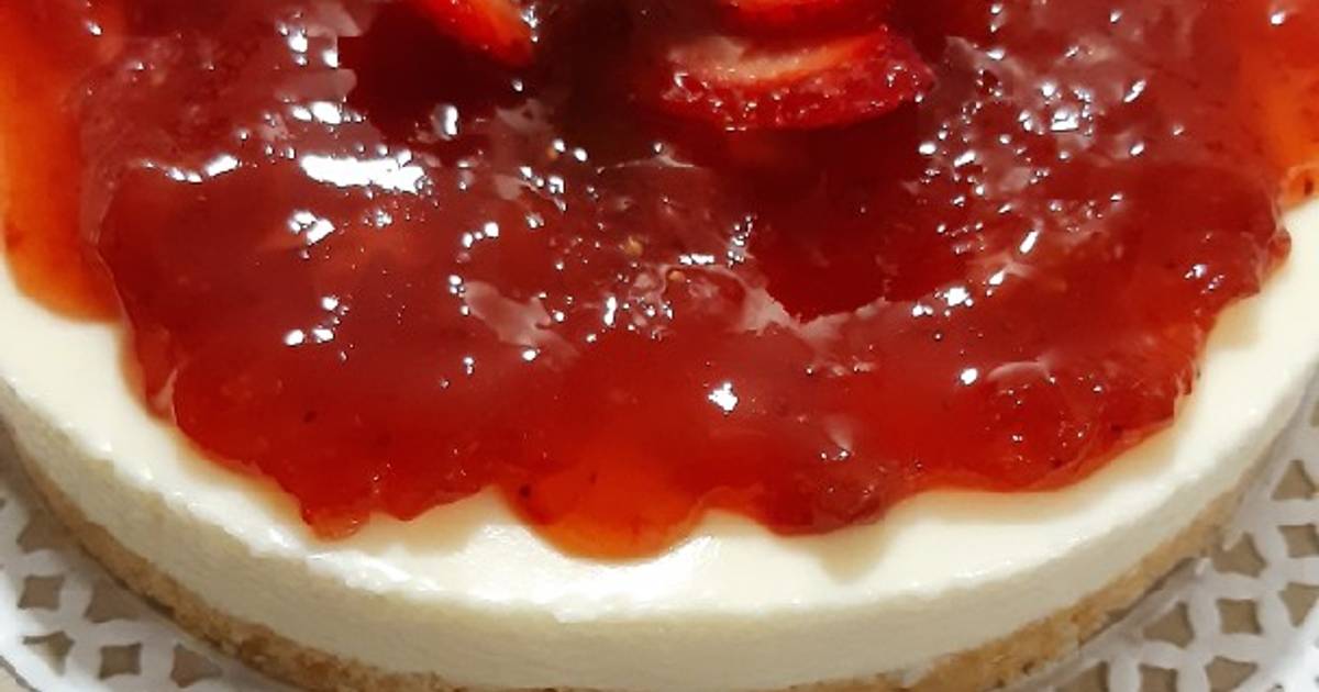 Cheesecake De Frutilla Sin Horno S Per F Cil Receta De Paulidelo Cookpad