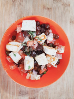 A picture of Paneer chickpea salad.