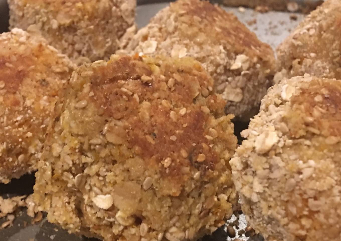 Bolitas de calabaza rebozadas con avena y sésamo