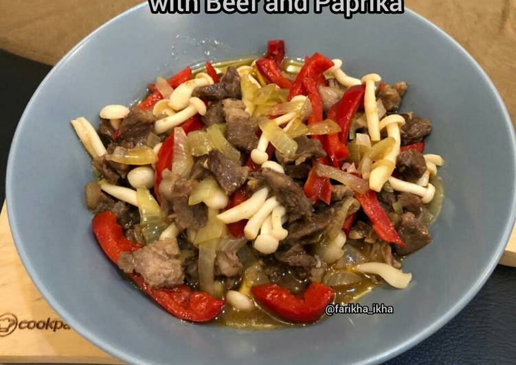 Bagaimana Menyiapkan White Shimeji Mushroom with Beef and Paprika, Bisa Manjain Lidah