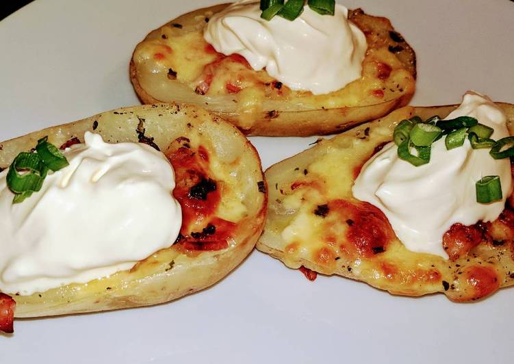 Easiest Way to Prepare Favorite Potato Skins w/ Cheese & Bacon