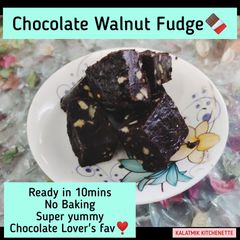 A picture of Chocolate Walnut FudgeNo Baking No Time Consuming No Sugar.