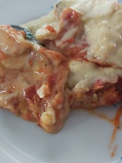 Una foto de Lasaña de berenjenas con falsa bechamel