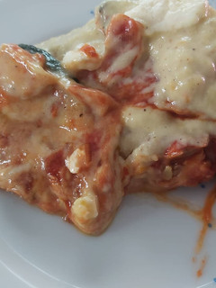 Una foto de Lasaña de berenjenas con falsa bechamel