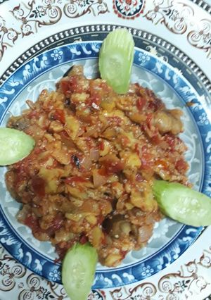 صورة لوصفة باذنجان مشوي بالطماطم 🍆🍅
