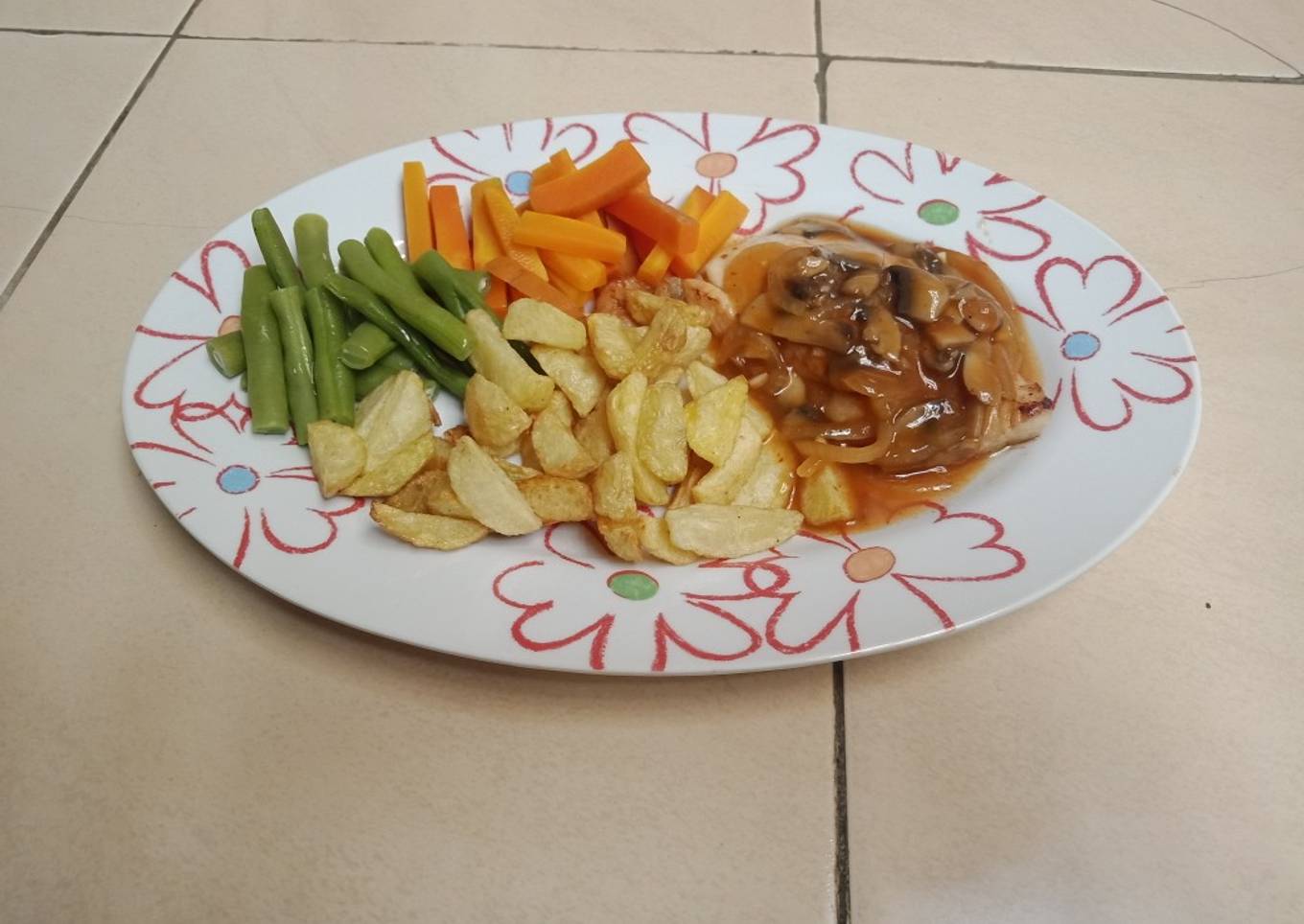 Chicken steak with mushroom sauce