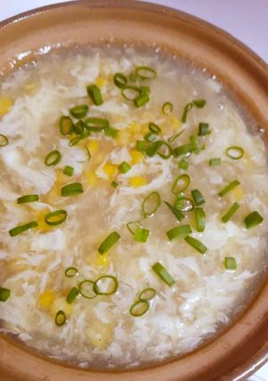 A picture of Chicken corn soup.