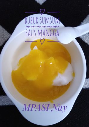 Foto resep Bubur sumsum saus mangga (cemilan mpasi 8+)