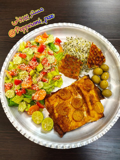 عکسی از دستور 🐟سبزی پلو با ماهی تنوری🐟