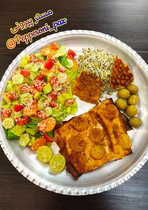 عکسی از دستور 🐟سبزی پلو با ماهی تنوری🐟