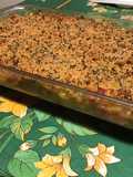 Gratin de spatzles au thon, poivrons rouges et emmental en panure épicée