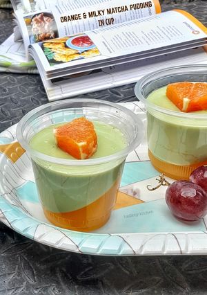 Foto resep Orange & Milky Matcha Pudding in Cup