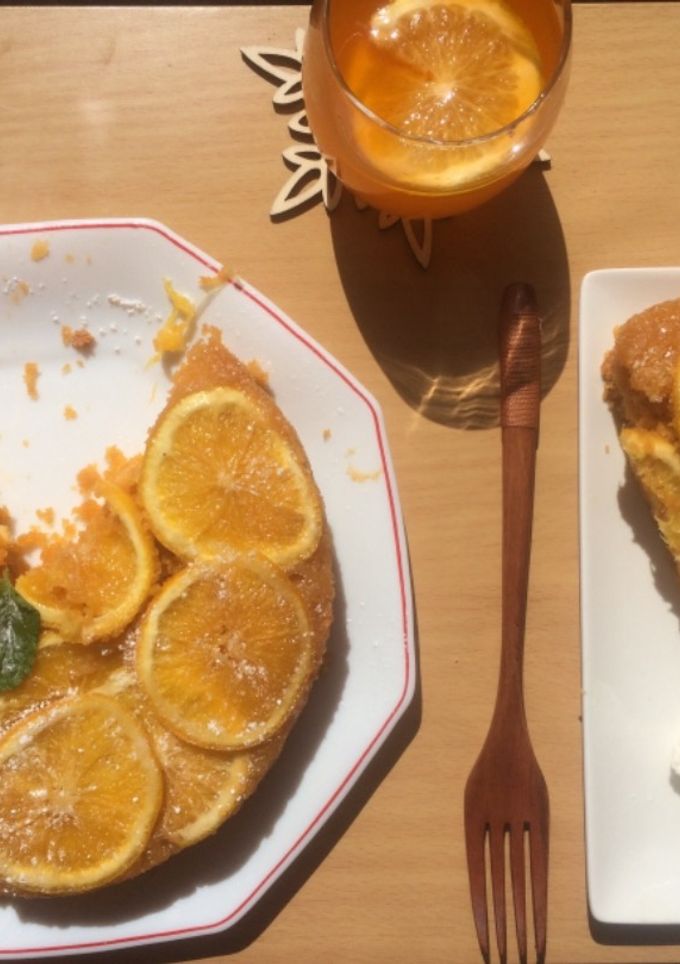 A picture of Upside down Orange cake.