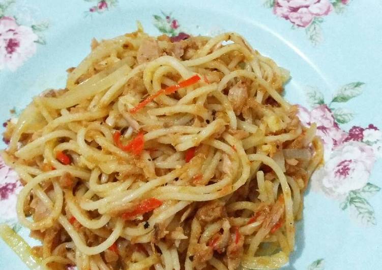 Resep Spaghetti spicy tuna Anti Gagal