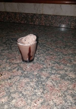 A picture of Chocolate milkshake with ice cream 🍫🍫🍫.