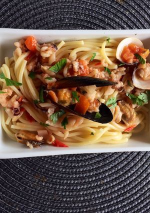 O poză a rețetei Spaghete cu fructe de mare 🍝🍤.