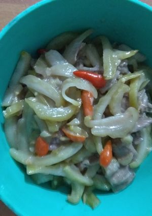 Foto resep Sawi asin cah daging sapi