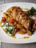 Filetto di maiale al miele e senape con verdurine spadellate