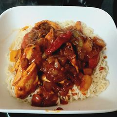 My Ghost Chilli Chicken & Tomato with Noodles 😛 A picture of My Ghost Chilli Chicken & Tomato with Noodles 😛.