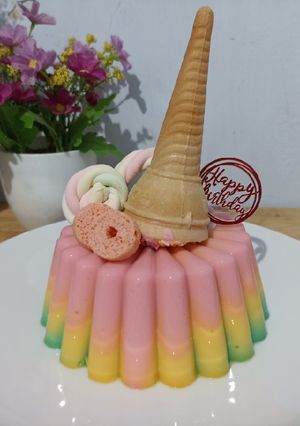 Foto resep Rainbow puding / Puding roti tawar