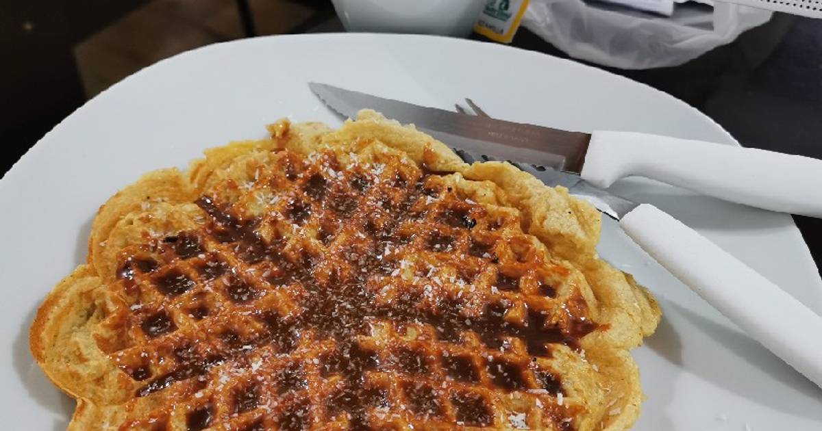 Waffles de Avena con cobertura de Dulce de leche y coco rallado Receta