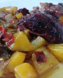 Codillo al horno con patato asado y verduras. Delicious
