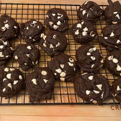 A picture of Inside Out Double Chocolate Chip Cake Cookies.